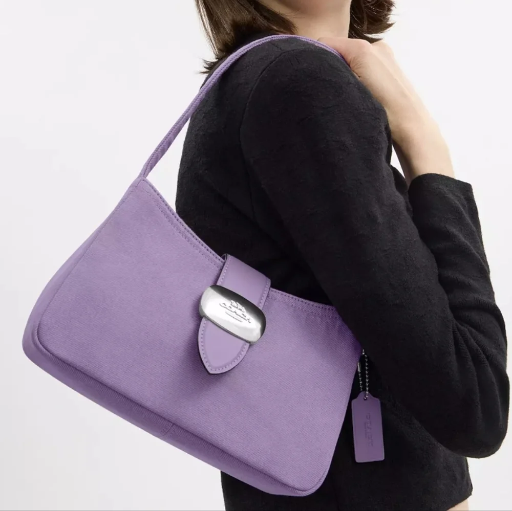 Coach Eliza Purple Denim/ Leather Shoulder Bag NWT - Picture 1 of 14